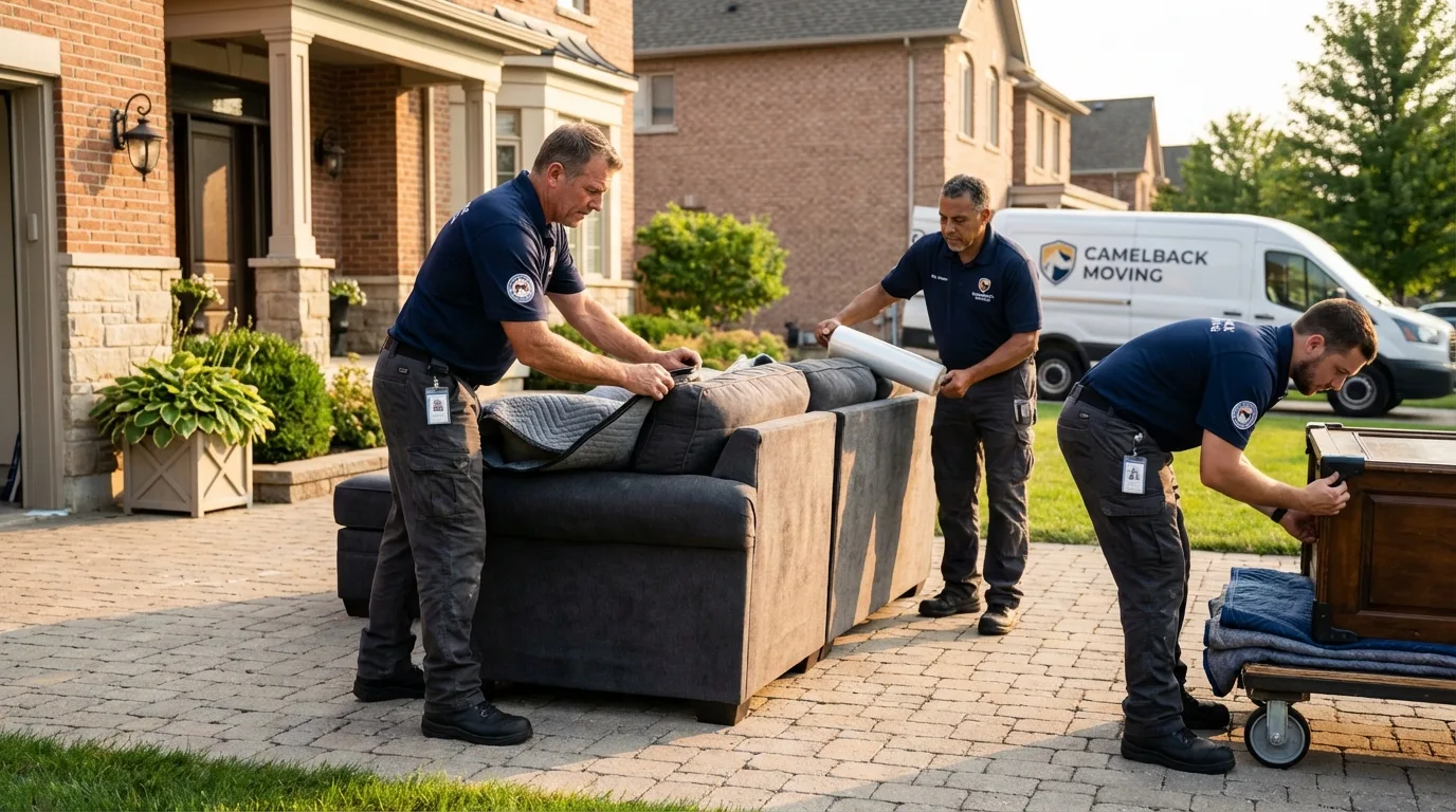 Large estate moving crew wrapping furniture in Hagerstown, IN